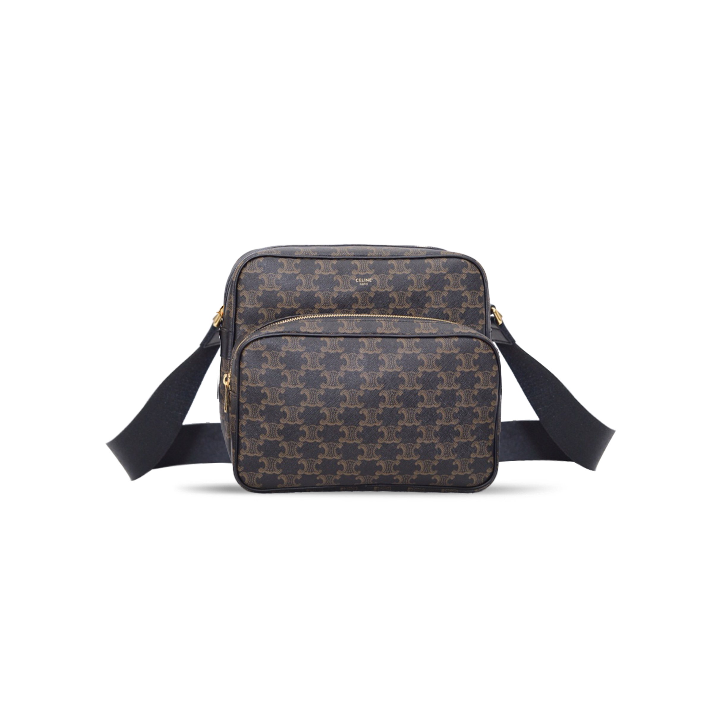CELINE LARGE MESSENGER BAG IN TRIOMPHE CANVAS AND CALFSKIN 190822BSZ.38NV (26*23*13)